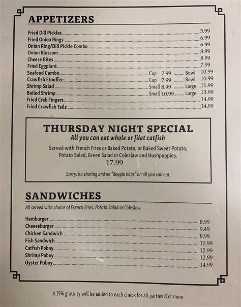 whiskers catfish menu.